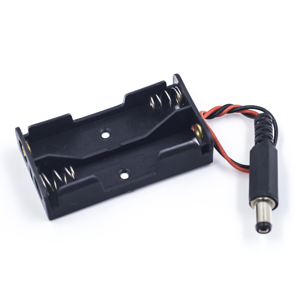 Батарейный отсек (держатель) для 2 батареек АА, без крышки с DC штекером